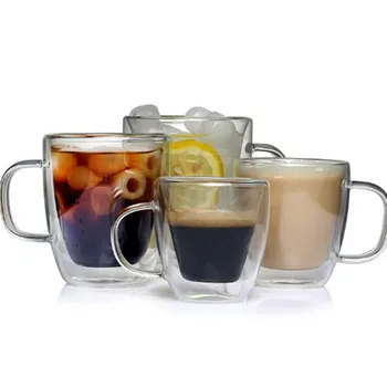 Perete dublu Izolat Pahare de Cafea Espresso Cana 80/250/350/450 ML Rezistente la Căldură Transparent Ceai Lapte o Cană de Sticlă Cani Drinkware
