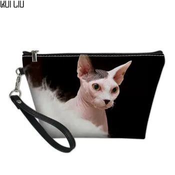 Personalizate sac de cosmetice Cazuri de Femei de Călătorie Sac de Cosmetice Canadian fără Păr Sfinxul pisica de Imprimare Adolescentă Machiaj Husă de Vanitate Caz