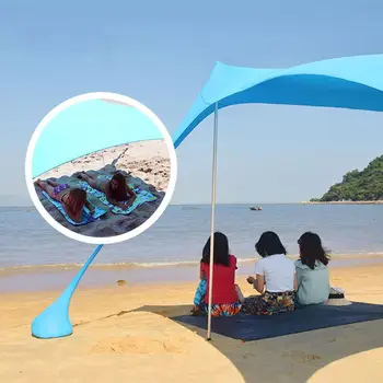 Portabil Umbrelă de soare pe Plajă Cort Cu saci de Nisip UPF50+ UV Lycra Familie Mare Baldachin în aer liber Camping Soare Umbra Copertinei Set Dropship