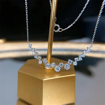 QTT Bijuterii Strălucitoare Alb Cristal Pandantiv Coliere Argint 925 Lanț Colier Pentru Femei, Cadou de Nunta