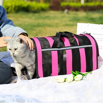S/M/L Pisică Câine De Pungi De Transport Reflectorizante Portabil Respirabil Călătorie Plasă De Câini Pisici Transportator În Aer Liber Animale De Companie Cățeluș Geantă De Mână, Geantă De Umăr
