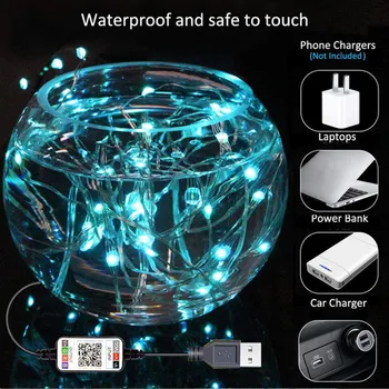 Smart LED Strip Lumini de Control Bluetooth App Șir de Lumină Lampă de Exterior, rezistentă la apă Pentru Dormitor Decoratiuni de Craciun Copac Luces