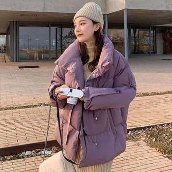 Solid De Culoare Violet Scurtă Noua Jacheta De Iarna Pentru Femei Groase De Bumbac Jachete Parka De Sex Feminin Casual Pierde Uza Coreean Captusit Haina