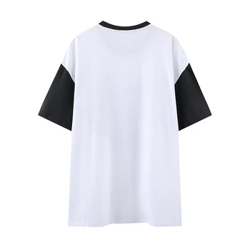 Supradimensionat Fete Bumbac Moale, O-Neck T-shirt 2021 Vară de Moda Doamnelor Birou Vrac Femei Imprimate Împletit Alb T-shirt de Sus
