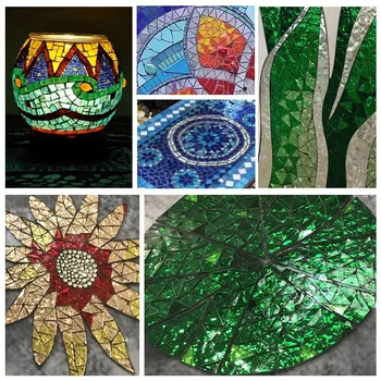Triunghiulare Colorate Biserica de Sticlă Mozaic 290 Bucăți DIY Meșteșug Accesorii Mozaic Materiale lucrate Manual, Lumânări, Lămpi