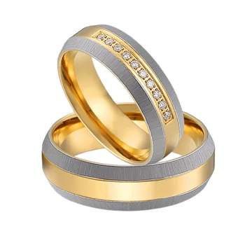 Unic vest designer două Inele de nuntă pentru bărbați și femei de Aur DRAGOSTE Alianța bijuterii titan deget inel