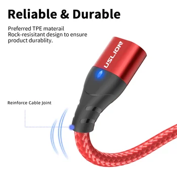 USLION Magnetic Rapid Cablu Micro USB de Încărcare Telefon Android Cablu de Date Sârmă Magnet Încărcător Pentru Samsung, Xiaomi, Huawei Mobile 3A