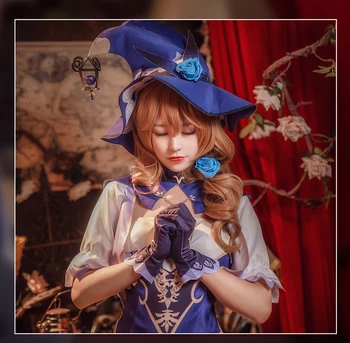 VEVEFHUANG Kосплей Joc Genshin Impact Lisa Vrăjitoare de Trandafir Violet Cosplay Costum Bibliotecara Sexy Xmas Carnaval Lolita Uniformă
