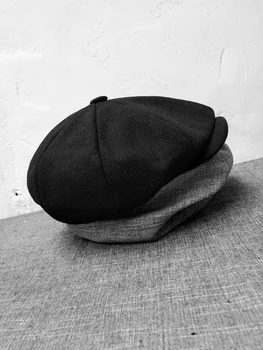 Vânzător de ziare pânză neagră ziar pentru copii pălărie de tineri și de vârstă mijlocie bărbați Britanic Retro octogonal pălărie pictor pălărie cald capac