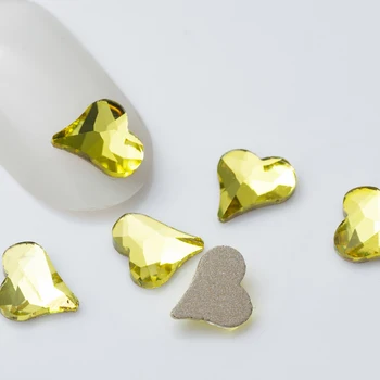 YanRuo 20buc 6x7mm Nail Art Dulce Inima de Cristal de Sticlă, bijuterii cu diamante fund Plat în formă de Diamant, Cuie Decoratiuni