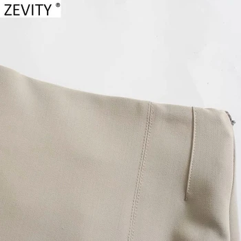 Zevity de Moda pentru Femei Culoare Solidă Tiv Split Subțire Fusta Faldas Mujer Doamnelor cu Fermoar Lateral Vestido Chic de Vara de Afaceri Fuste QUN739