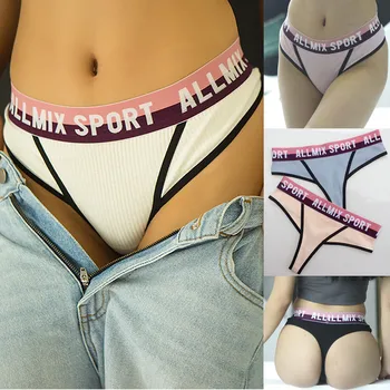 Întinde Sport Chilotei Sexy Femei Lenjerie de corp Talie Joasa G-String Tanga Moda Scrisoare de Imprimare pantaloni Scurți Femei Lenjerie Erotica Porno