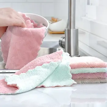 Șaibă cârpă non-gras bucătărie spălare pad absorbant tabel ștergerea feluri de mâncare ștergere mobila prosoape de mână îngroșat șaibă cârpă curată