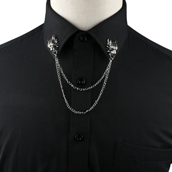 1 BUC/1 Pereche Trendy Costum Camasa Guler Pin Aur Black Star Dragon Triunghi Gol Cristal Broșe Pentru Barbati Femei Accesoriu de zi cu Zi