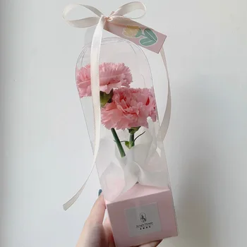 1 BUC Pvc Clar Ambalaj Cutie Cadou de Ziua Mamei de Ziua Îndrăgostiților Festivalul Floare de Ambalare Portabil Transparent Cutii de Cadouri