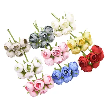 12pcs Mini Mătase Bujor Flori Artificiale Buchet de Mireasa Fals a Crescut Flores Pentru Nunta Petrecere Acasă Decor DIY Album Cununa de Ambarcațiuni