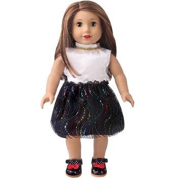 18 Inch American Doll Fete Haine Elegante Chaneel Stil Rochie Albă, Fusta Născut Jucarii pentru Copii Accesorii se Potrivesc 43 Cm Băiat Păpuși D26