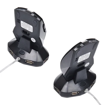 2.4 G Wireless Reîncărcabilă Mouse-ul Optic pentru Gaming 6D Mouse-ul cu 4 Porturi Hub USB Dock de Încărcare Design Ergonomic MG-011 Negru