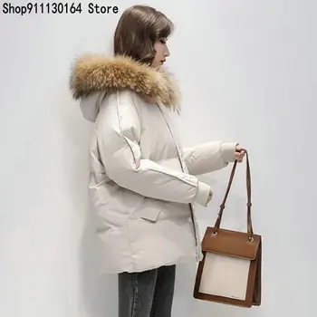 2021 Femei de Iarnă Sacou Și Haina Bej de Bumbac Jachete Calde Uza Palton coreeană M-lunga Stil de Haine Largi