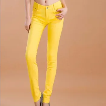 2021 Primăvară Nouă Femei Skinny Slim Blugi Pantaloni De Culoare De Bomboane Cu Fermoar Pantaloni De Creion, Pantaloni La Mijlocul Talie Elastic Blugi