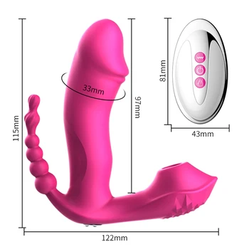 3 IN 1 Wireless Chilotei Vibrator Portabil Supt punctul G, Clitorisul Stimulator Încălzire Vaginal Anal Orgasm Penis artificial jucarii Sexuale pentru Femei