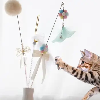3PCS Cat Teaser Bagheta Fals Pene Pisoi Teaser Stick Cat Interactive Jucărie de Pluș Jucărie Pisica Formare pentru animale de Companie Jucărie Pentru Pisici Pet Supplies