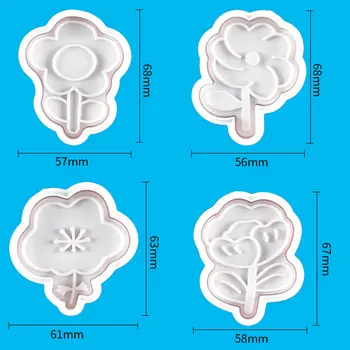 4buc de Timbru Biscuit Mucegai 3D Flori Cookie Piston Cutter Patiserie Decorare DIY Alimente Fondant de Copt Mucegai Instrument