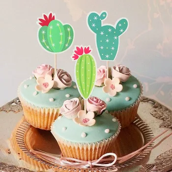 7pcs/lot Stil Mexican Sombrero Deșert Alpaca Cactus Tort Fân Petrecere Hawaiian Decor Cupcake Fân Copt Desert Decor
