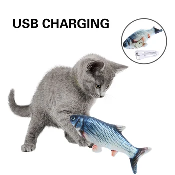 Animale de companie Moale Electronice Formă de Pește Pisică Jucărie de Încărcare USB de Simulare Pește Jucării Pisica Amuzant Guma de Joc Consumabile