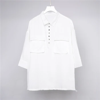 Arta japoneză tricou tineret URI simple jacheta barbati versiunea coreeană a pierde frumos jumătate alb-camasa cu maneci trend