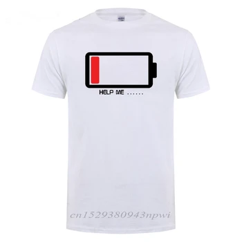 Baterie Redus De Energie Ajută-Mă Imprimate T-Shirt Pentru Bărbați Harajuku Fitness Amuzant Tricou Bumbac Topuri De Vara Tee Paried Tricou Tee