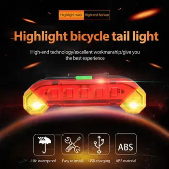 Biciclete Biciclete Lumina LED Stop Spate Coada de Siguranță Avertisment Ciclism de Lumină Portabile USB Reîncărcabilă rezistent la apa Accesorii pentru Biciclete