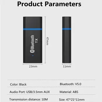 Bluetooth USB 5.0 Transmițător Adaptor de 3,5 mm AUX Stereo Jack Pentru Căști PC Laptop Vorbitor Cu 3.5 mm Cablu Auxiliar