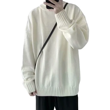 Bărbați Pulover Gros De Iarna Cald Vrac Solid De Culoare Coreeană Stil Casual Mașină De Tricotat Pulovere 2021 Hip Hop Harajuku Pulovere