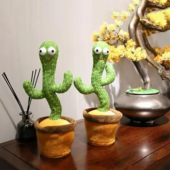 Cactus Jucării De Pluș Electronice Se Agită Dans Cactus Amuzant Jucării Din Copilărie Cu Piesa De Pluș Drăguț Dans De Masă Cameră Decor