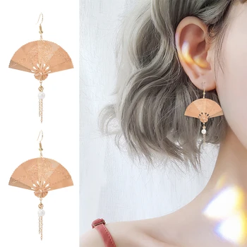 Cercei pentru Femei Stil Chinezesc Tassel Cercei Perla de Aur Ventilator Inel Legăna Picătură Pendientes de sex Feminin Accesorii Bijuterii