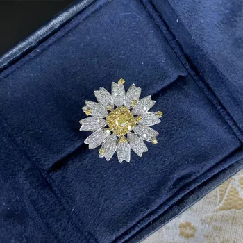 CIZEVA Noua Moda Delicate Zircon Floare Margarete Seturi de Bijuterii Argint 925 Cercei Inel Colier Elegant de Bijuterii de Nunta