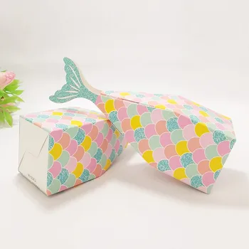 Coada de sirena Cutie Mica Sirena Cutie de Bomboane Pachet Cadou Cutii Trata Box pentru copii, Aniversari Copii Sub Decoratiuni Consumabile