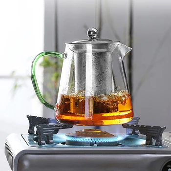 Colorate de sticlă rezistente la Căldură Ceainic 550ml Cu filtru,ceainic Poate fi încălzită direct pe foc Filtru de Căldură Ibric de Cafea, Fierbător de apă
