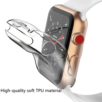 Correa Apple Watch SE Seria 6 Ultra-Subțire de Galvanizare Caz Solo Buclă Pentru Sport iWatch Seria 5 4 3 44MM Moale Transparent TPU