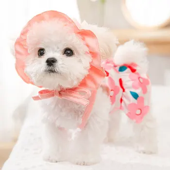 Câine de Vara Costume de baie cu Pălărie de Sudoare Rochie Fusta Tricouri pentru Mic Catelus Pudel Pomeranian Bichon Schnauzer Haine Recurs Costum