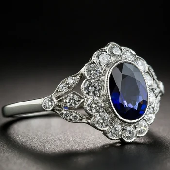 De lux Farmec Inele pentru Femei Argint 925 Accesorii Bijuterii Safir Oval Placat cu Piatră prețioasă Deget Inelul de Logodna de Nunta Petrecere