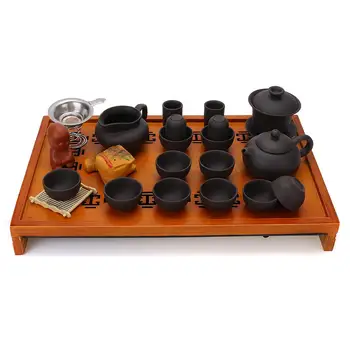 Drinkware Ceașcă de Ceai Lut Violet Kung Fu Set de Ceai Strachină Infuser Ceai Chinezesc Ceremonie cu Lemn Tava de Ceai Acasă Teaware Seturi