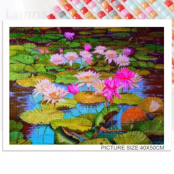 Fata de Pe Domeniul Handmade 5D Diamant Pictura Acasă Decor Floare de Lotus Diy Mozaic de Patch-uri de Diamant Broderie Perete Poza