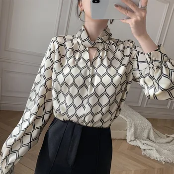 Femei, Bluze de Lux Lumina Modele Geometrice de Proiectare Maneca Lunga Tricouri Doamne de Birou în Interiorul Și în Afara Purta Topuri de Moda