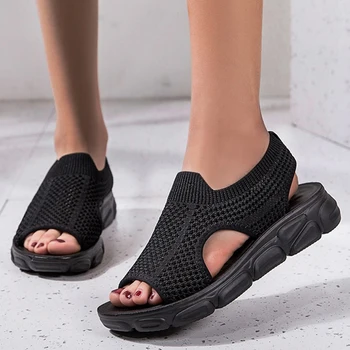 Femei Sandale De Vară 2021 Plasă Moale Jos Casual Respirabil Pantofi Plat Student Pantofi Plat Sandalia Femei Plus Dimensiune