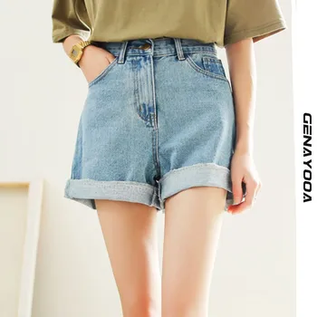 Genayooa Denim pantaloni Scurți de Înaltă Talie Blugi de Vară 2021 coreean pantaloni Scurți Femei Casual Femei pe Scurt Feminino