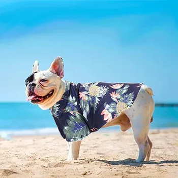 Hawaii Caine de Companie Haine Florale Imprimate Pulover Tricou pentru Chihuahua Bulldog francez de Călătorie Plaja T-shirt pentru Mediu Mic Câine