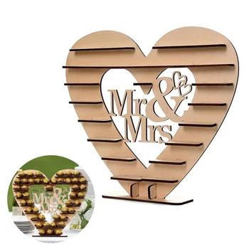 Lemn Mr & Mrs Ciocolata Display Stand Nunta Centrală Desert Gustare Suport Pentru Decoratiuni De Nunta De Petrecere Cadou