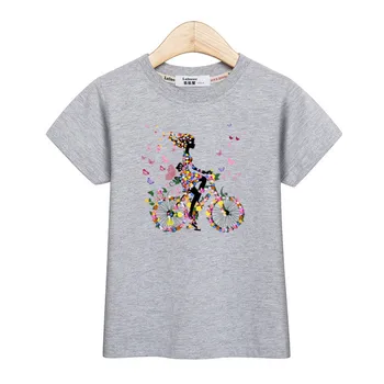 Lolocee fluture bicicleta topuri Fete de moda t-shirt copil copil maneca scurta, haine de bumbac fete de brand tee 3-14T tricou